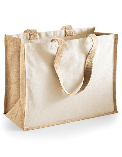 WM422 Westford Mill Jutetasche mit Baumwoll-Tragegriffe und -Seitenteile