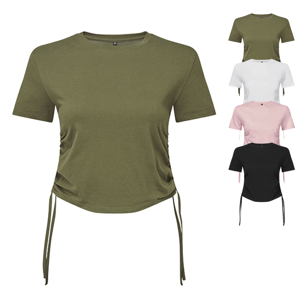 TR069 TriDri Damen bauchfreies kurzes Top mit Raffungen