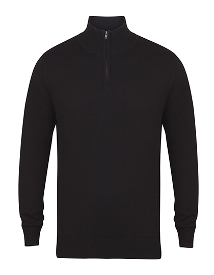 W729 Henbury Herren Pullover mit Viertelreißverschluss