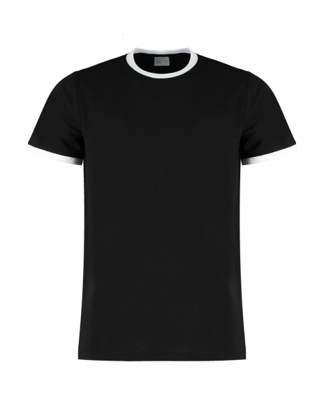 K508 Kustom Kit Ringer T-Shirt mit Abreißetikett am Nacken