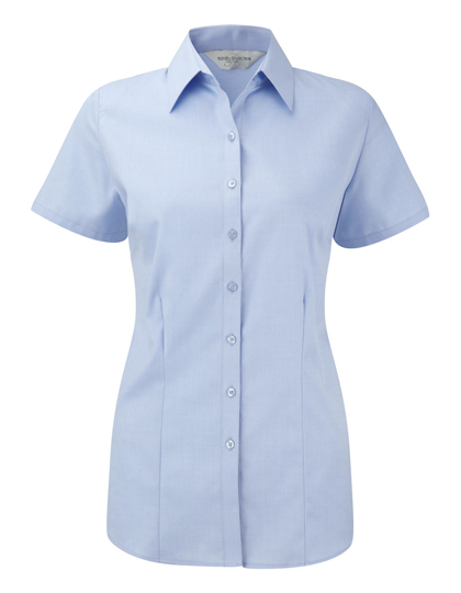 Z963F Russell Collection Fischgrätmuster Bluse Kurzarm Damen