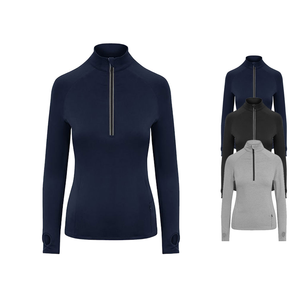 JC035 Just Cool Damen Oberteil mit halben Reißverschluss Sporttop