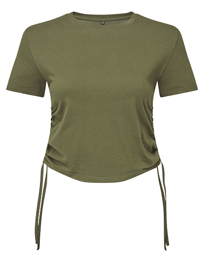 TR069 TriDri Damen bauchfreies kurzes Top mit Raffungen
