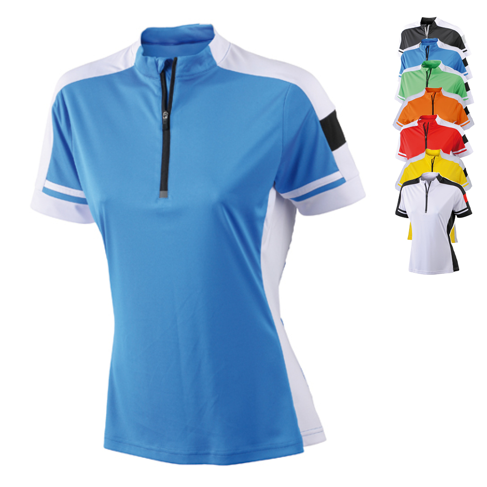 JN451 James+Nicholson Damen Radtrikot 1/2 Reißverschluss