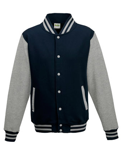 JH043 Just Hoods Jacke Baseball-Jacke mit kontrastfarbenen Ärmeln VARSITY-Jacke
