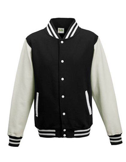 JH043 Just Hoods Jacke Baseball-Jacke mit kontrastfarbenen Ärmeln VARSITY-Jacke