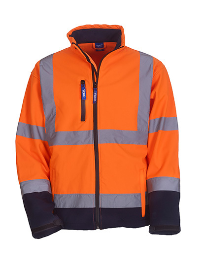 YK09 YOKO Hi-Vis hochsichtbare Softshelljacke mit zwei reflektierenden Bändern