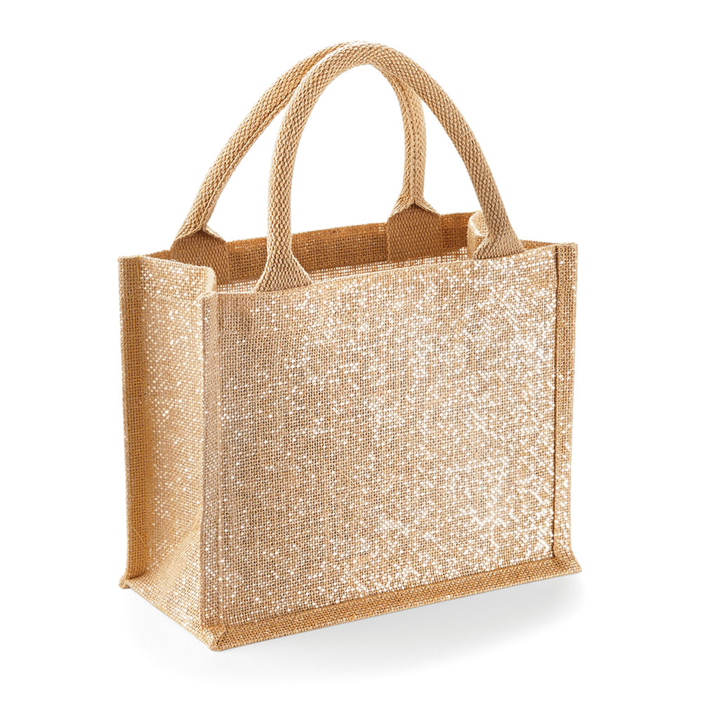 WM431 Westford Mill Jutetasche mit Golddetails im Stoff