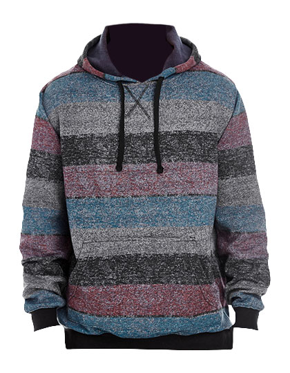 BU8603 Burnside Kapuzenpullover mit gedruckten Streifenmuster meliert