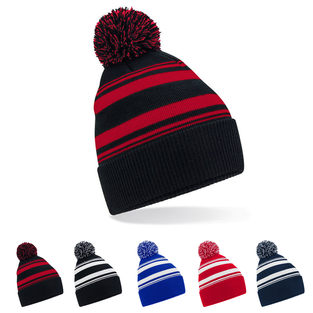 CB473R Beechfield gestreifte Fan Mütze