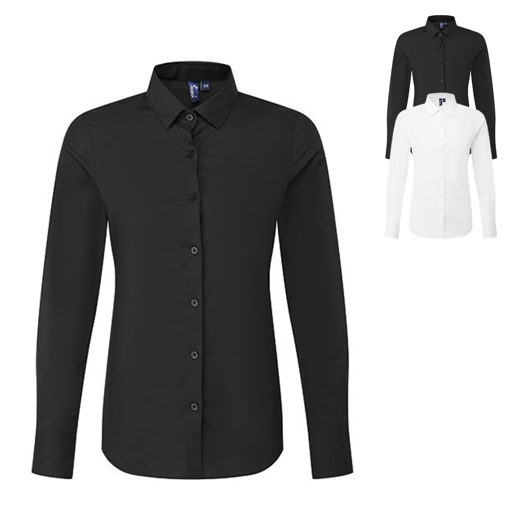 PW303 Premier Workwear Damen Poplin Bluse ‘Recyclight’ langarm