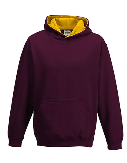 JH003K Just Hoods Kinder Kapuzenpullover mit doppellagiger Kapuze mit kontrastfarbener Innenseite