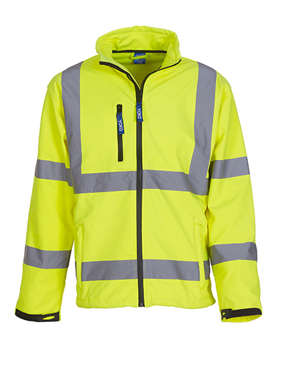 YK09 YOKO Hi-Vis hochsichtbare Softshelljacke mit zwei reflektierenden Bändern