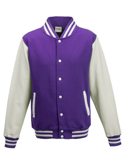 JH043 Just Hoods Jacke Baseball-Jacke mit kontrastfarbenen Ärmeln VARSITY-Jacke