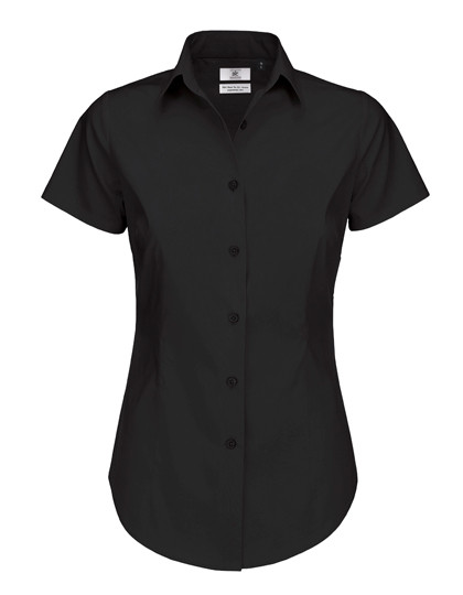 BCSWP24 B&C Poplin Shirt Black Tie Short Sleeve / Women