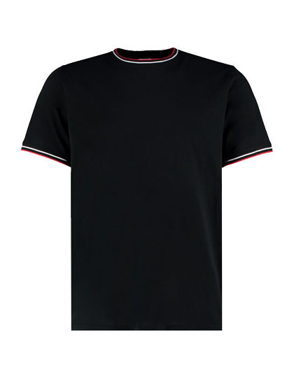 K519 Kustom Kit T-Shirt mit Kragen und Ärmelbündchen in Kontrastfarbe abgesetzt